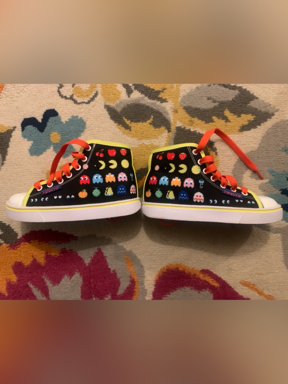 Heelys Kids High-Top Sneakers - Black with Neon Yellow Trim & Orange Laces
